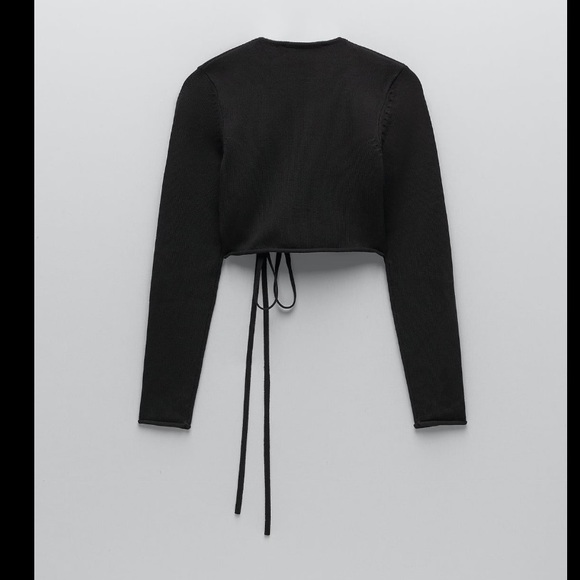 Zara V neck wrap knit long sleeves top blazer - Picture 4 of 8